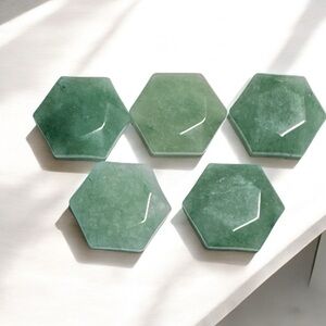 Green Adventurine Hexagon Shape Stones (5 sold as bundle only)